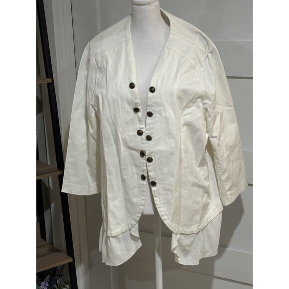 Torrid Jackets & Blazers - Torrid White Denim Jacket W/ Ruffle Bottom Size 2 MSRP$ 79